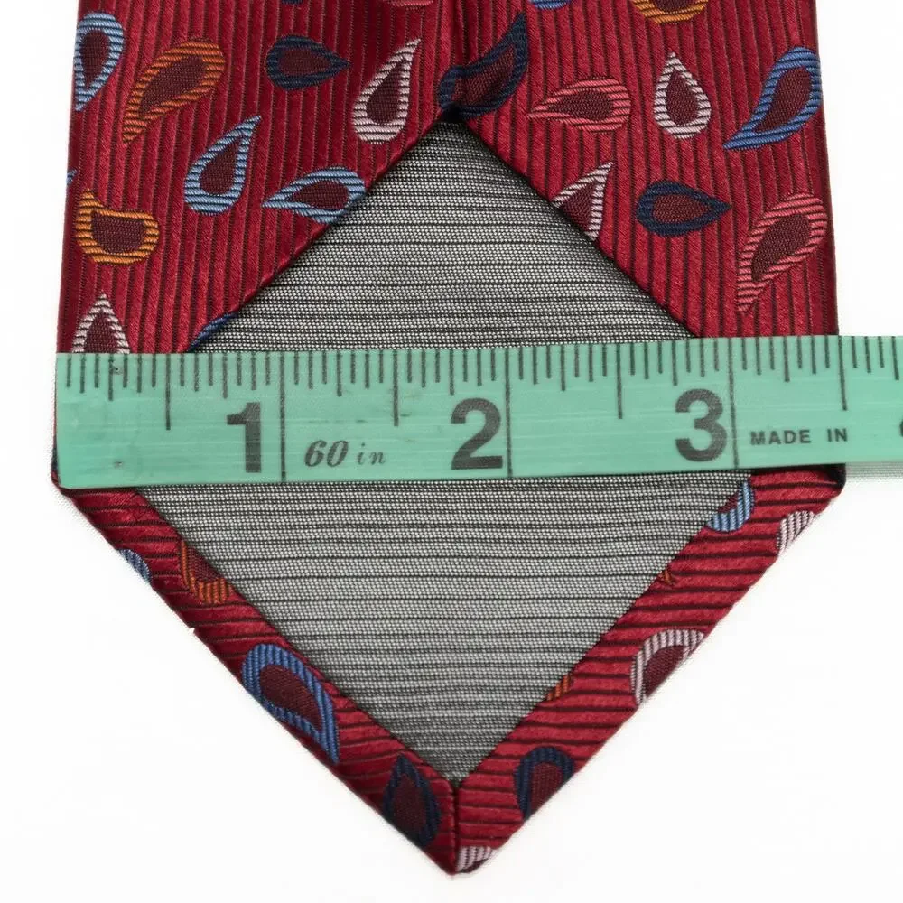 Beau Brummel Red Wine Burgundy Paisley 100% Silk Tie Necktie